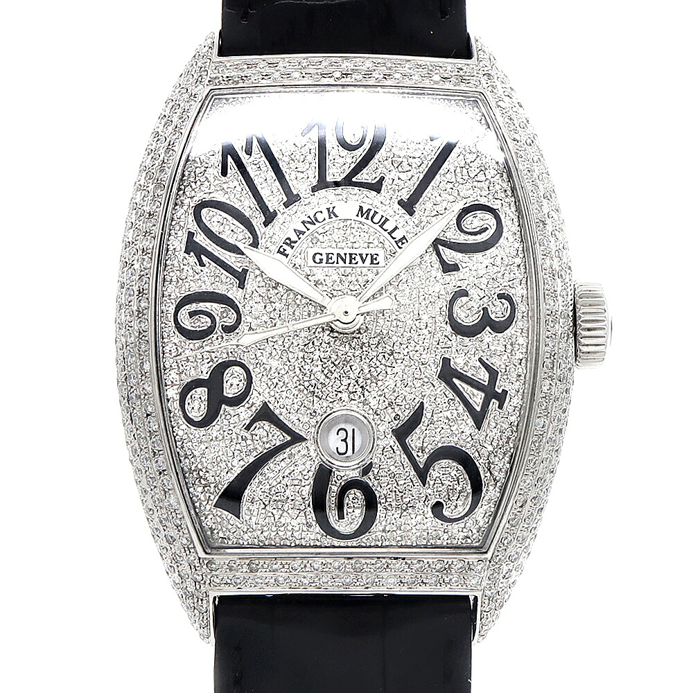 内部点検済 FRANCK MULLER フランクミュラー トノーカーベックス ダイヤベゼル ダイヤ文字盤 8880BSCDT ダイヤモンド デイト SS ステンレス アフターダイヤ メンズ 自動巻き【6ヶ月保証】【中古】【腕時計】