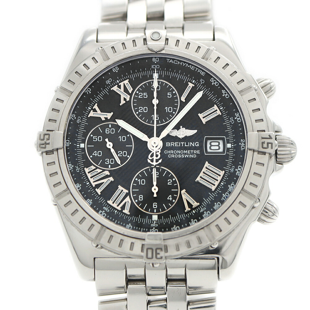 BREITLING ブライトリング クロスウィンド A13355 クロノグラフ デイト 100m防水 黒 ブラック SS ステンレス メンズ 自動巻き 【6ヶ月保証】【腕時計】【中古】