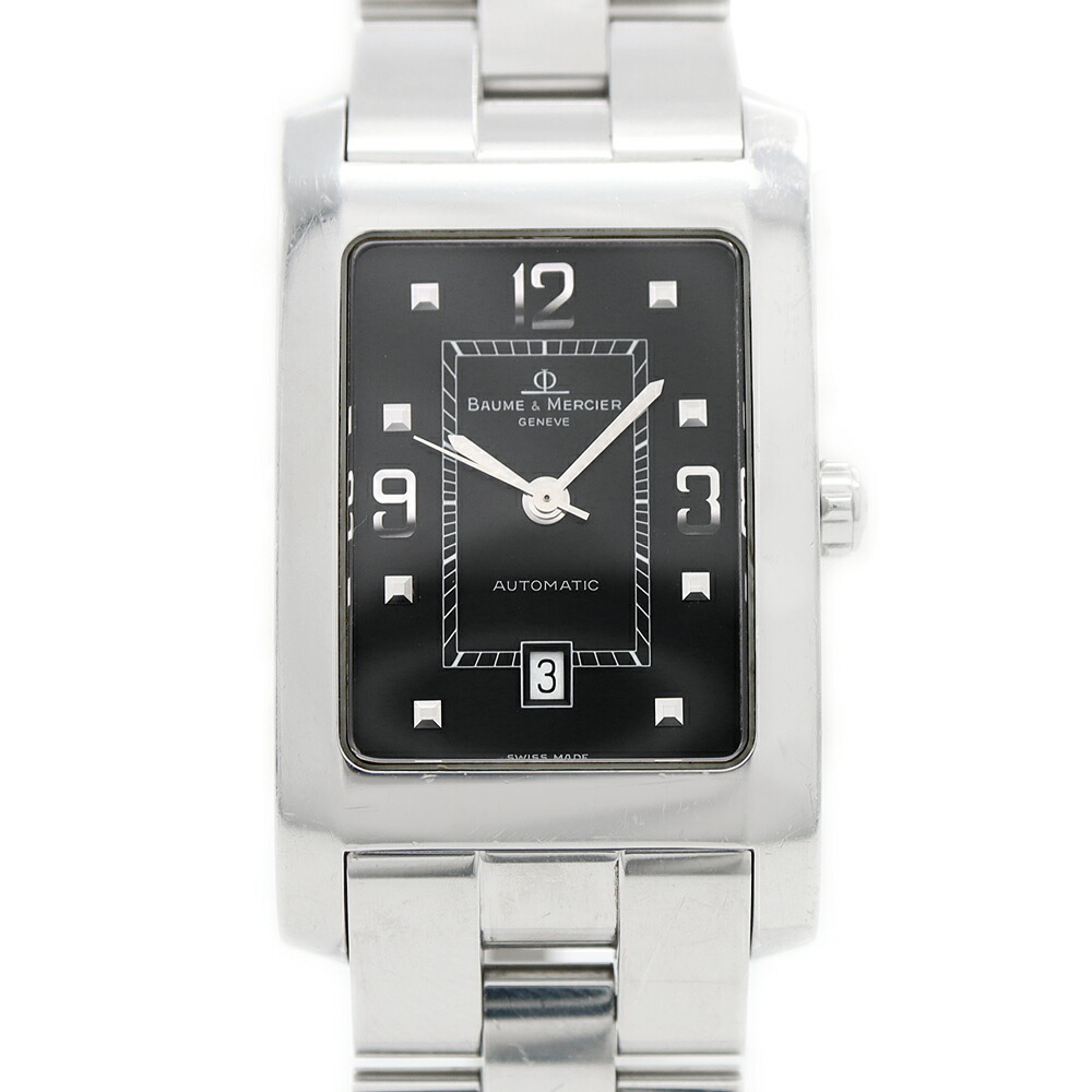 BAUME&MERCIER ボーム&メルシェ ハンプトン MV045120 デイト 黒 ブラック SS ステンレス メンズ 自動巻き【6ヶ月保証】【腕時計】【中古】
