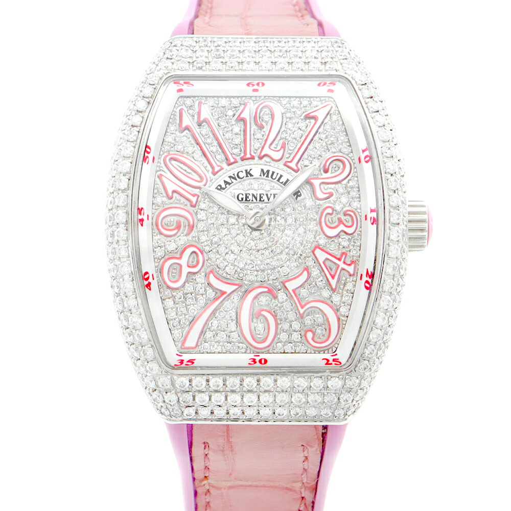 蓄電池取り替えっこ済 FRANCK MULLER 真っ直ぐレギオモンタヌス ヴァンガード 小母さん ダイヤベゼル V32QZ 金剛石 金剛石文字記号盤 SS ステンレス鋼 アフター金剛石 レディース 石英【6ヶ月引き受ける】【中古】【ウォッチ】