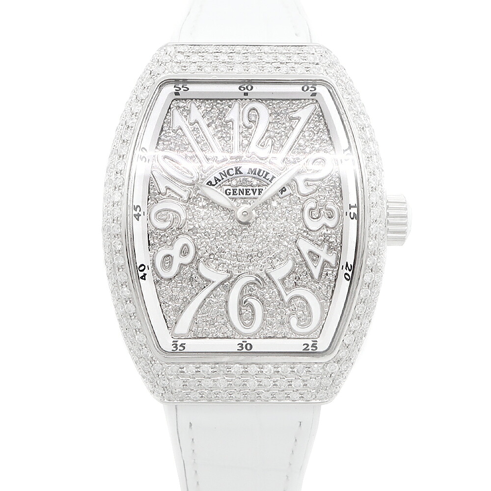 蓄電池取り替えっこ済 FRANCK MULLER 真っ直ぐレギオモンタヌス ヴァンガード 小母さん ダイヤベゼル V32QZ 金剛石 金剛石文字記号盤 SS ステンレス鋼 アフター金剛石 レディース 石英【6ヶ月引き受ける】【中古】【ウォッチ】