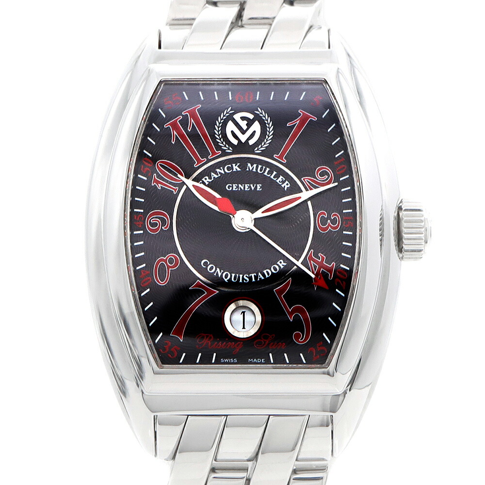 FRANCK MULLER 真っ正直レギオモンタヌス コンキスタドール ライジングサン 日本制限事項450本 8005HSC デイト 黒 黒いこと ギョーシェ SS ステンレス鋼 メンズ 自動小銃一巻き【6ヶ月引き請ける】【ウオッチ】【中古】