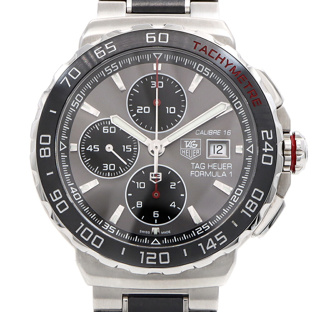 内部的読み合わせる済 TAG Heuer タグホイヤー 範式1 クロノグラフ CAU2011 デイト スモール秒 タキ米突 200m雨合羽 薄墨色 CE 陶芸 SS ステンレス鋼 メンズ 自動小銃一巻き【6ヶ月引き受ける】【ウォッチ】【中古】