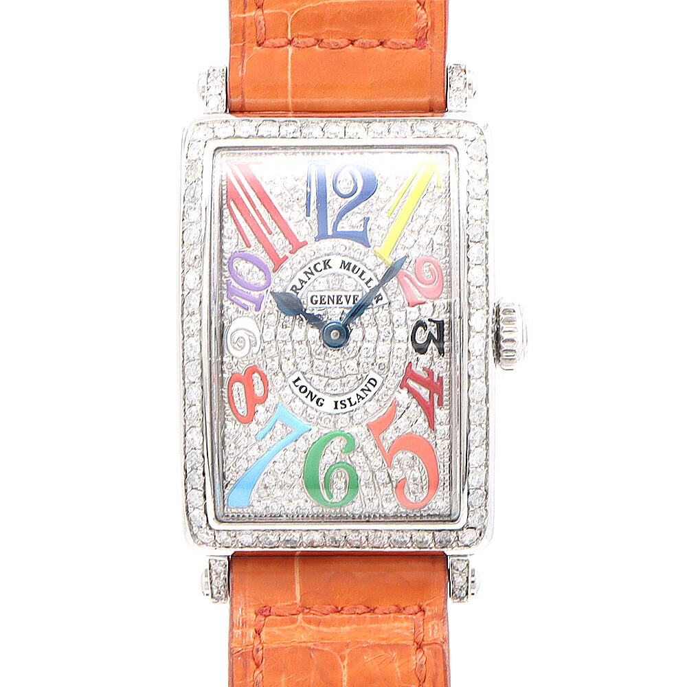 独居室取り替えっこ済 FRANCK MULLER 真っ正直レギオモンタヌス ロングアイランド 色つや意気ごみ ダイヤベゼル 902QZ 金剛石 SS ステンレス鋼 金剛石文字記号盤 アフター金剛石 レディース 石英【6ヶ月引きうける】【中古】【ウオッチ】
