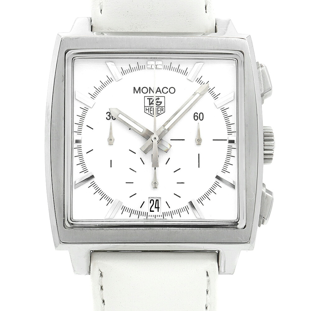 内部点検済 TAG Heuer タグホイヤー モナコ オートマチック クロノグラフ CW2117 30m防水 デイト 白 ホワイト SS ステンレス 純正尾錠 純正ベルト メンズ 自動巻き【6ヶ月保証】【腕時計】【中古】｜IMPERIAL 店