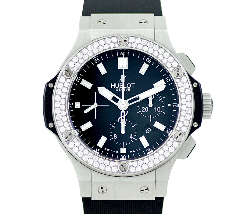 Oh済 Hublot ウブロ ビッグバン エボリューション 純正ダイヤモンドベゼル 301 Sx 1170 Rx 1104 44mm クロノグラフ デイト ブラック 黒 Ss ステンレス メンズ 自動巻き ビックバン 6ヶ月保証 腕時計 中古 Emescla Com Br