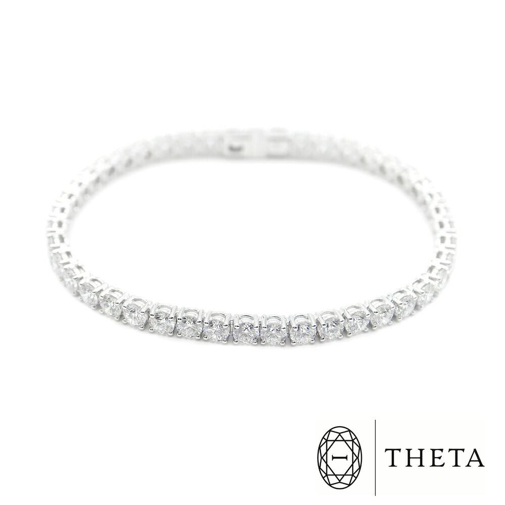 THETA テータ Made in Italy イタリア製 ラボグロウン ダイヤモンド テニス ブレスレット 9.89ct F+ カラー VVS1クラス Au750 K18WG ホワイトゴールド 金無垢 フルダイヤ チェーン テニスブレス【ジュエリー】【新品】