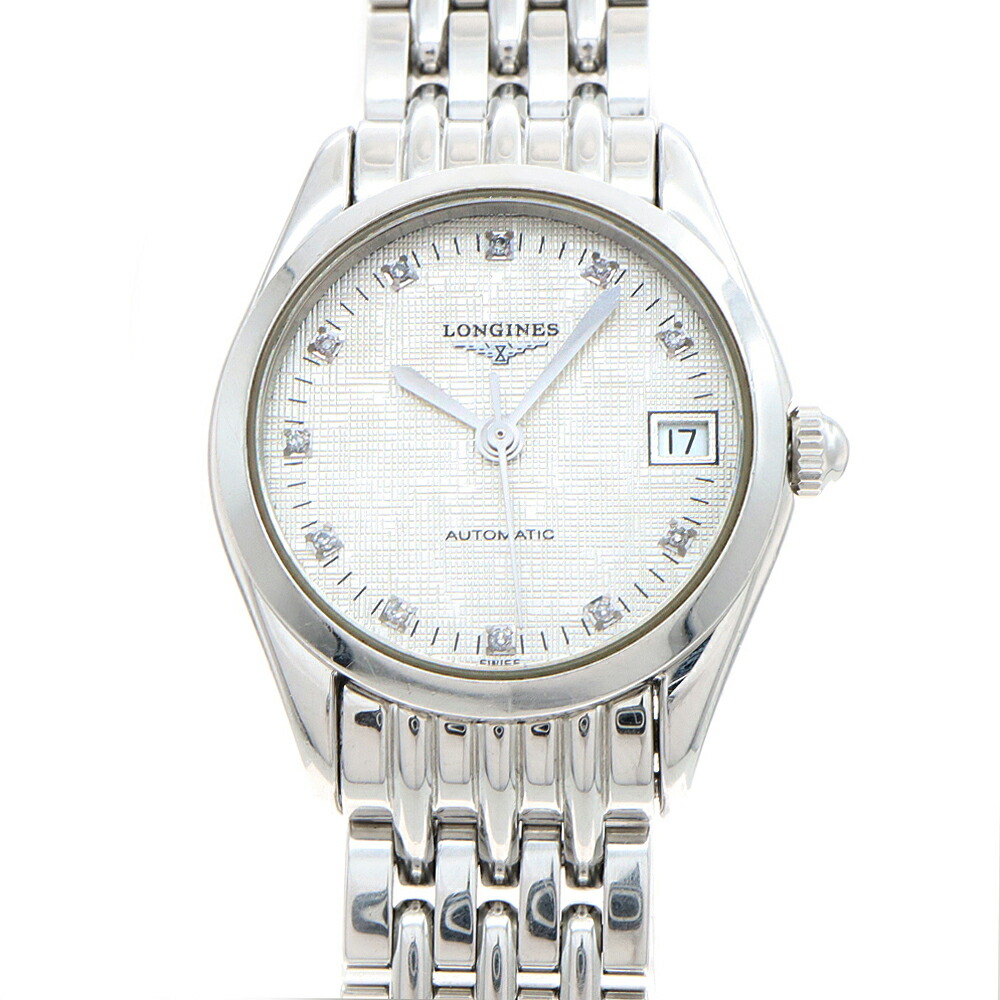 LONGINES ロンジン 地べた 古典派音楽 L4.298.4 完全無欠金剛石 11P金剛石 デイト 30m雨合羽 しろがね色 SS ステンレス鋼 レディース 自動小銃一巻き【6ヶ月引き受ける】【ウォッチ】【中古】