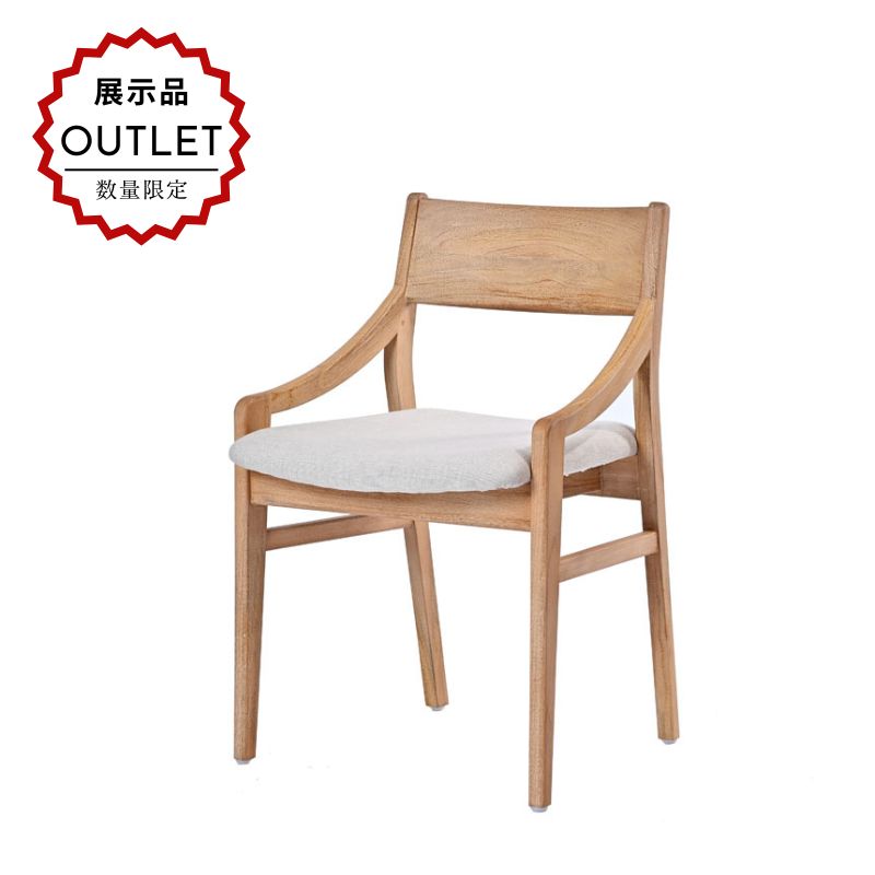 【限定1台!!展示品アウトレット】24999→14999円!!アジアン家具 ダイニングチェア チーク材 天然木 バリ風 シンプル エスニック モダン アジアン インドネシア ブラウン アームチェア 座面クッション C390XP