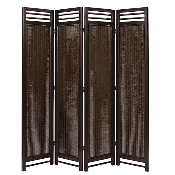 スクリーン 4連 パーテーション 衝立 バナナリーフ × 籐 × 天然木 アジア 衝立 バナナリーフ ラタン 籐 スクリーン 4連 パーテーション 南国