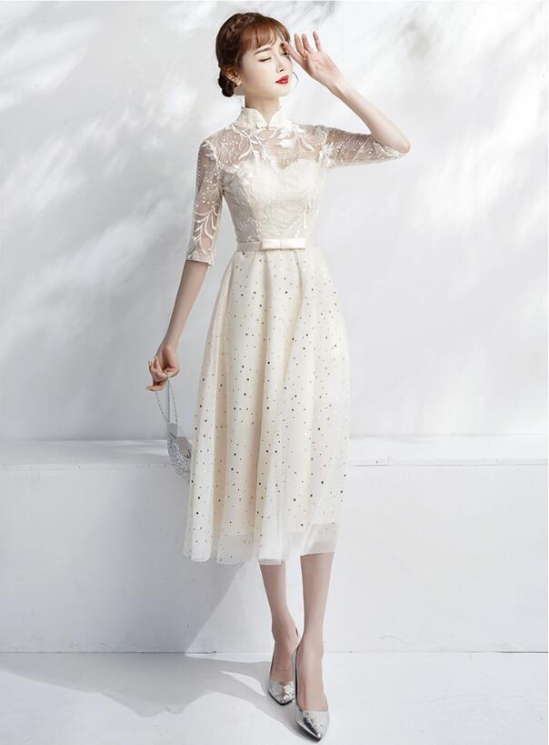 即納特典付き 高品質 お呼ばれ フェミニン パーティードレス イブニングドレス 花嫁 二次会 卒業式 ブライダル ステージ衣装 結婚式 エレガント フォーマル 着痩せ 代30代 立ち襟 Xs S M L Xl Xxl 3xl 舞台 Aライン 学生 ミモレ丈ワンピース 袖あり 洋服 ライト