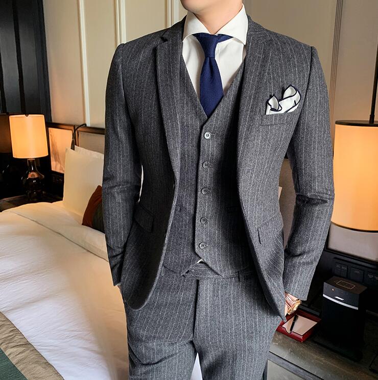公式 紳士用 ストライプスーツ メンズ 3ピーススーツ スリムスーツ フォーマル 結婚式 通勤 入学式 成人式 秋冬春 花婿の介添え 紳士用 Ol 代30代40代 タキシードジャケット ベスト パンツ 二つボダンスーツ カジュアル M L Xl 2xl 3xl 格好いい 良品店舗 21