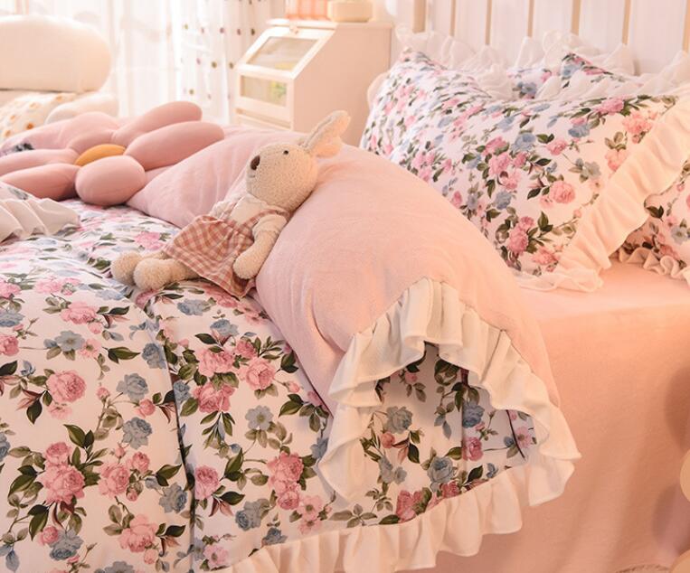 高品質 可愛い 秋冬用 花柄 少女 姫系4色 敷き布団カバー 枕カバー フラットシーツ ボックスシーツ 布団カバーセット セミダブル ダブル 寝具カバー 掛け布団カバー プレゼント 洗える ベッド用品 4点セット 厚手 暖かい フランネル モコモコ 1 2m 1 5m 1 8m 2 0m