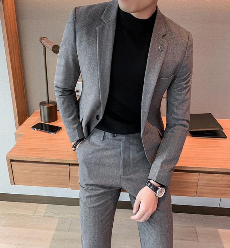 送料無料 ２点セットスーツ オシャレフォーマル 上品 結婚式 スリムスーツ カジュアルスーツ ビジネス 通勤 紳士用