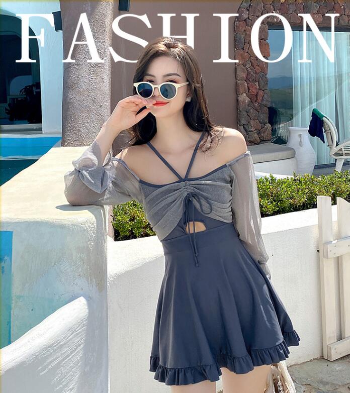 きれいめ 可愛い 水着レディース ビキニ オールインワン シンプル ハイウエスト 小胸 体型カバー 代30代40代 ママ スイムウエア M L Xl Xxl 温泉 サロペット水着 水着ワンピース型 フレア ショートパンツ 長袖 夏 海 ビーチ 韓国風 ワイン赤 ネイビー 上品 着痩せ