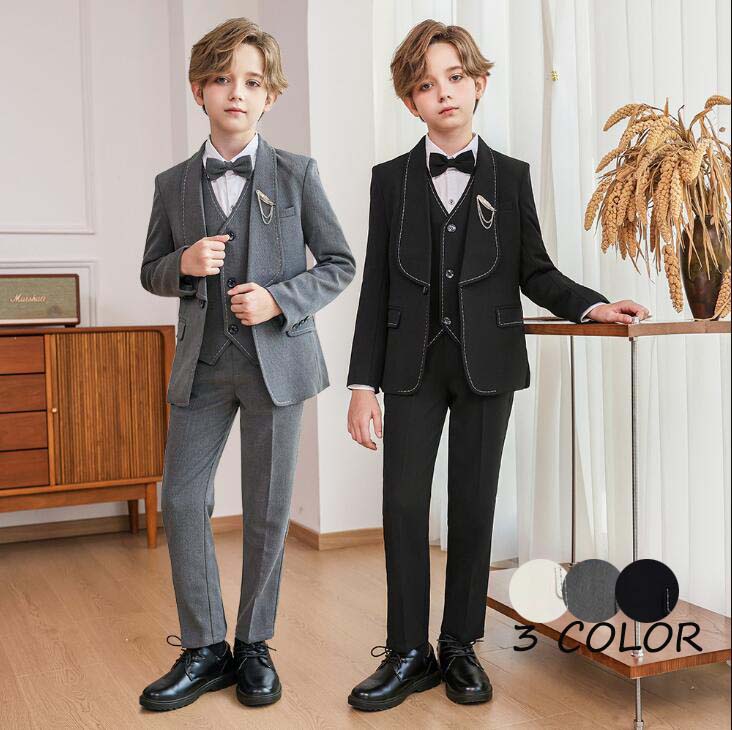 【送料無料】【子供服 】【3色】フォーマルスーツ 男の子 キッズ 入学式 スーツ 男の子 おしゃれ 子供スーツ 男の子 卒業式 子供スーツセット 誕生日 パーティ 卒園式 冠婚葬祭 誕生日服 誕生日 上下セット中学受験 発表会 面接 卒業式 発表会 お受験 学園祭