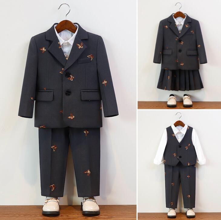 【送料無料】【子供服 】フォーマルスーツ 男の子 女の子 セットアップ おしゃれ 長袖 子供 フォーマルスーツ 子供スーツセット フ卒業式 キッズフォーマル 男の子 キッズフォーマル パーティ卒園式 卒業式 小学生 誕生日服 誕生日服 誕生日 上下セット中学受験 発表会 面接