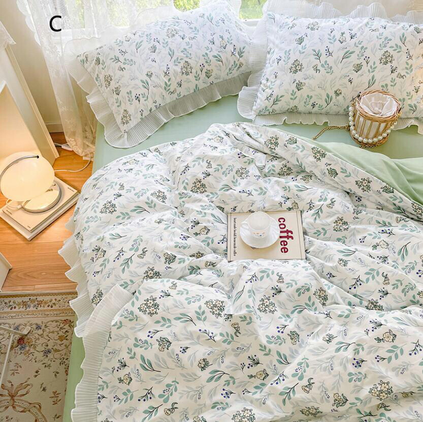 韓国風 肌に優しい 敷き布団カバー 枕カバー フラットシーツ ボックスシーツ 四季通用 布団カバーセット シングル 姫系 寝具カバー 掛け布団カバー プレゼント 洗える 可愛い 春夏秋冬 ベッド用品 3 4点セット 花柄 学生 1 2m 1 5m 1 8m 2 0m 抗菌防臭 お姫様風 4色