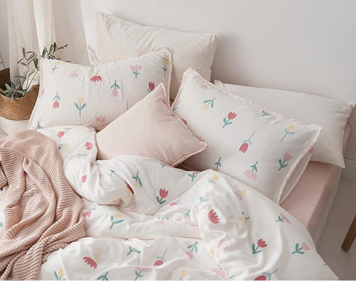 韓国風 肌に優しい 敷き布団カバー 枕カバー フラットシーツ ボックスシーツ 四季通用 布団カバーセット シングル 姫系 寝具カバー 掛け布団カバー プレゼント 洗える 可愛い 春夏秋冬 ベッド用品 4点セット 花柄 学生 1 5m 1 8m 2 0m 抗菌防臭 お姫様風 純綿