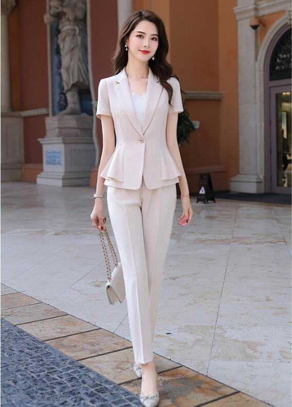 3点セット高品質 半袖ジャケットスーツ パンツ スカート パーティードレス 代30代40代通勤 Ol テーラードジャケット 着痩せ フォーマル 結婚式 二次会 キャバ大きいサイズ一つボタンスーツ 春夏秋 レディース カジュアルスーツ S M L Xl 2xl 3xl 黒 ベージュ 送料無料