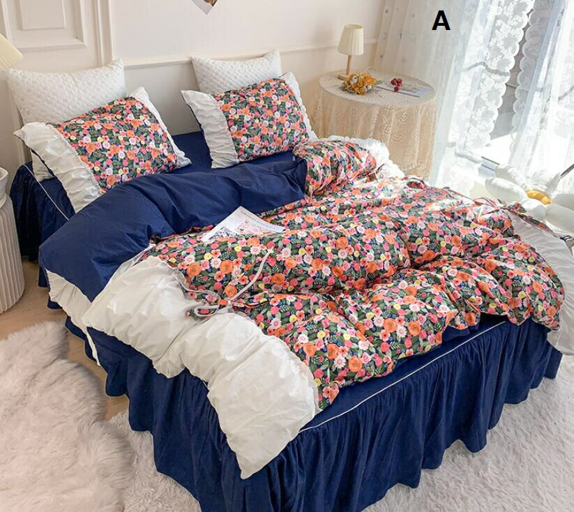 韓国風 新生活 敷き布団カバー 枕カバー フラットシーツ 四季通用 布団カバーセット シングル 姫系 寝具カバー 掛け布団カバー プレゼント 洗える 5colors 可愛い 春夏秋 ベッド用品 4点セット 花柄 1 5m 1 8m 2 0m 超可愛い 純綿 4点セット寝具カバーセット 掛け布団