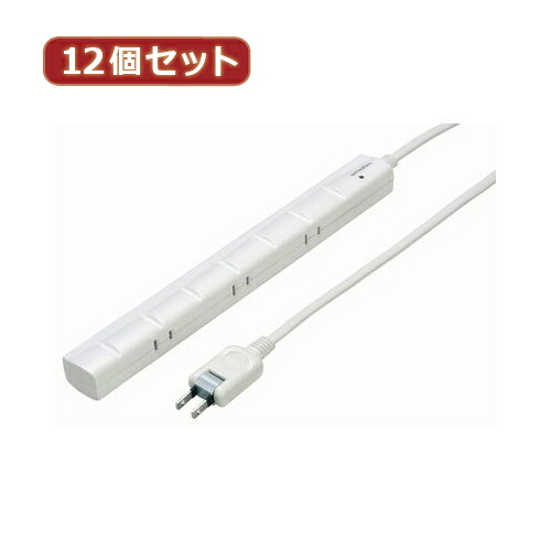 YAZAWA 12個セット 3P対応スリムタップ7個口 ASNY02YJKP705WHX12|家電 生活家電 OAタップ
