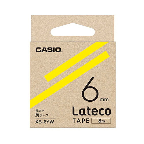 【5個セット】 カシオ計算機 Lateco 詰め替え用テープ 6mm 黄テープ 黒文字 ASNXB-6YWX5|パソコン オフィス用品 その他