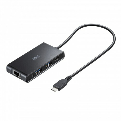 サンワサプライ USB Type-Cハブ付き 2.5ギガビットLANアダプタ ASNUSB-3TCLS8BK|パソコン ネットワーク機器 ハブ｜緑花堂ストア