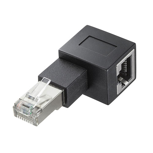 【5個セット】 サンワサプライ RJ-45L型変換アダプタ(左出し カテゴリ6A STP) ASNADT-RJ6A-LLX5|パソコン パソコン周辺機器 LANケーブル
