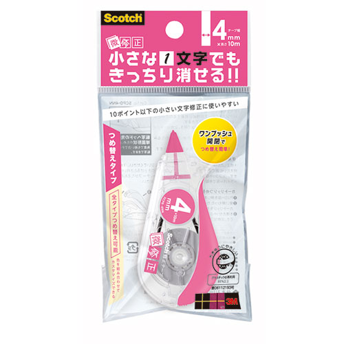 【10個セット】 3M Scotch スコッチ 修正テープ 微修正 4mm ピンク ASN3M-SCPD-4NNX10|パソコン オフィス用品 消耗品
