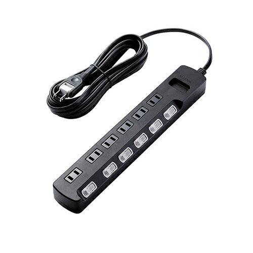 【5個セット】エレコム AV雷ガードタップ/個別スイッチ/ホコリシャッター付/6個口/5m/ブラック ASNAVT-K6A-2650BKX5|家電 生活家電 OAタップ