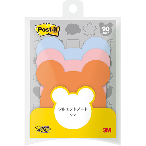 【10個セット】 3M Post-it ポストイット シルエットノート 強粘着 クマ ASN3M-SSS-BERX10|パソコン オフィス用品 消耗品