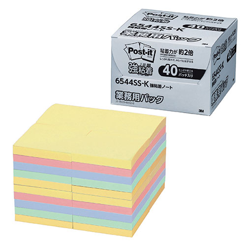 3M Post-it ポストイット 強粘着ノート パステルカラー 業務用 4色 ASN3M-6544SS-K|文房具 オフィス用品 消耗品