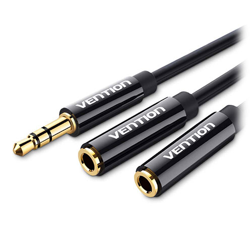 【10個セット】 VENTION 3.5mm Male to 2×3.5mm Female Stereo Splitterケーブル 0.3m Black ABS Type ASNBB-5114X10|家電 オーディオ関連 その他オーディオ機器