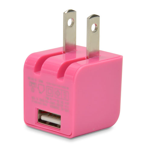 【5個セット】 日本トラストテクノロジー JTT 1A出力 クラス最小ミニサイズUSB充電器 cubeタイプ110 ピンク ASNCUBEAC110PKX5|スマートフォン・タブレット・携帯電話 スマートフォン 充電器