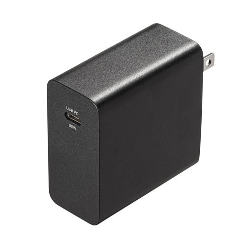 サンワサプライ USB PD対応AC充電器(PD65W・TypeCケーブル付き) ASNACA-PD91BK|家電 生活家電 OAタップ