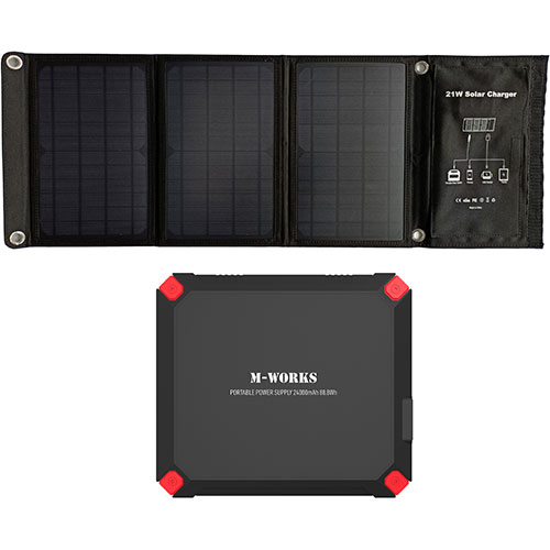 M-WORKS ソーラーパネル&ポータブル電源セット ASNMW-SP8821|雑貨・ホビー・インテリア 雑貨 防災用品