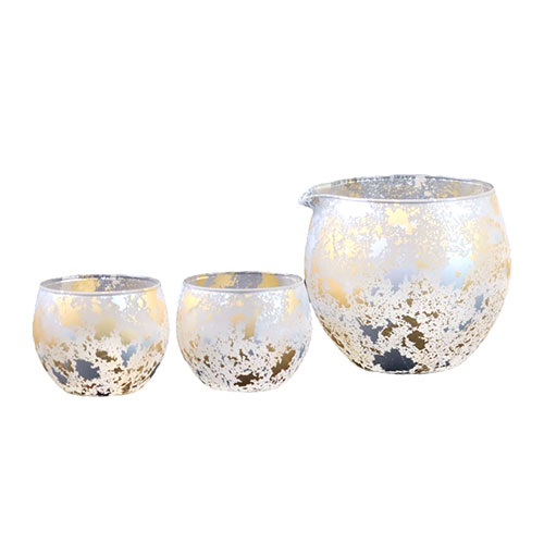 ウチキ 喜箔グラス 一合 酒器セット 金箔・銀箔を使った石川県・山中漆器由来の伝統工芸品 ASNKH-014|雑貨・ホビー・インテリア キッチン雑貨 タンブラー・マグカップ・コップ・グラス