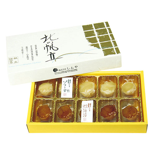 しんや 北の帆立10粒 【帆立燻油漬・ソフト貝柱各5粒】 帆立の旨みが存分に味わえる詰合せ ASNFUJI-220614931|食品 食品
