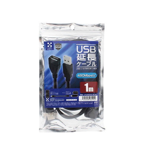 【10本セット】 日本トラストテクノロジー USB2.0 延長ケーブル 転送速度最大5Gbps対応 1m ブラック ASNJTUSB2EX1M-BKX10|スマートフォン・タブレット・携帯電話 スマートフォン ケーブル