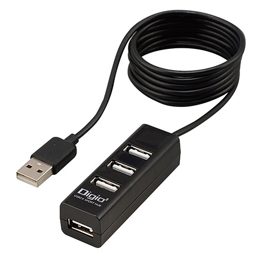 【3セット】 ナカバヤシ USB2.0 4ポートハブ 120cm ブラック ASNUH-2614BKX3|パソコン パソコン周辺機器 USBハブ