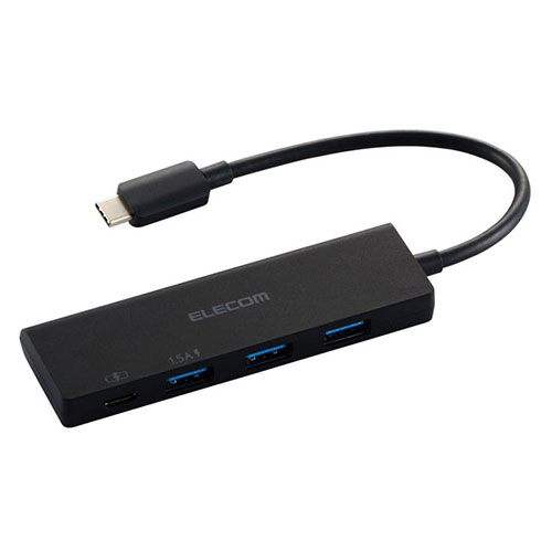 エレコム USBHUB USB-C 5Gpbs USB-A×3 Type-C-×1 PD100W対応 バスパワー 4ポート ブラック ASNU3HC-H040PBK|家電 映像関連 AVセレクター