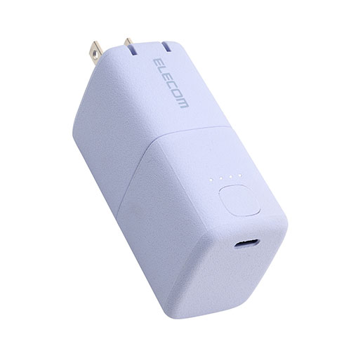 エレコム AC充電器一体モバイルバッテリー 5000mAh/30W/C×1 パープル ASNDE-AC09-5000PU|スマートフォン・タブレット・携帯電話 スマートフォン モバイルバッテリー
