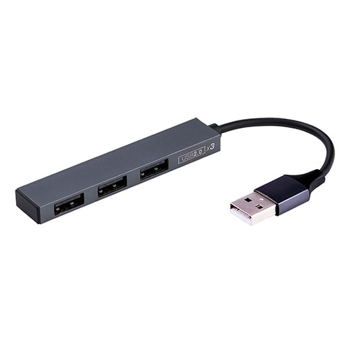 【3セット】 ナカバヤシ USB2.03ポートハブ グレー ASNUH-2543GYX3|パソコン パソコン周辺機器 USBハブ