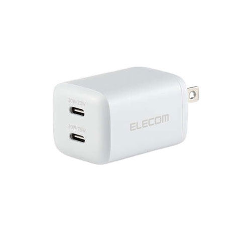 エレコム AC充電器 USB充電器 USB PD対応 30W USB-C×2 スイングプラグ ブラック ASNMPA-ACCP9430WH|スマートフォン・タブレット・携帯電話 スマートフォン 充電器