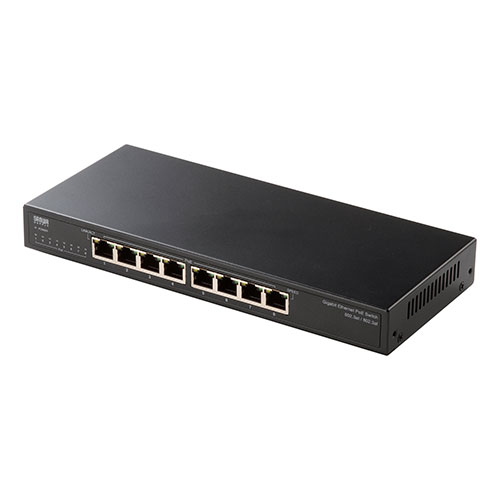 サンワサプライ ギガビット対応PoEスイッチングハブ 8ポート マグネット付き ASNLAN-GIGAPOE85|パソコン ネットワーク機器 ハブ｜緑花堂ストア
