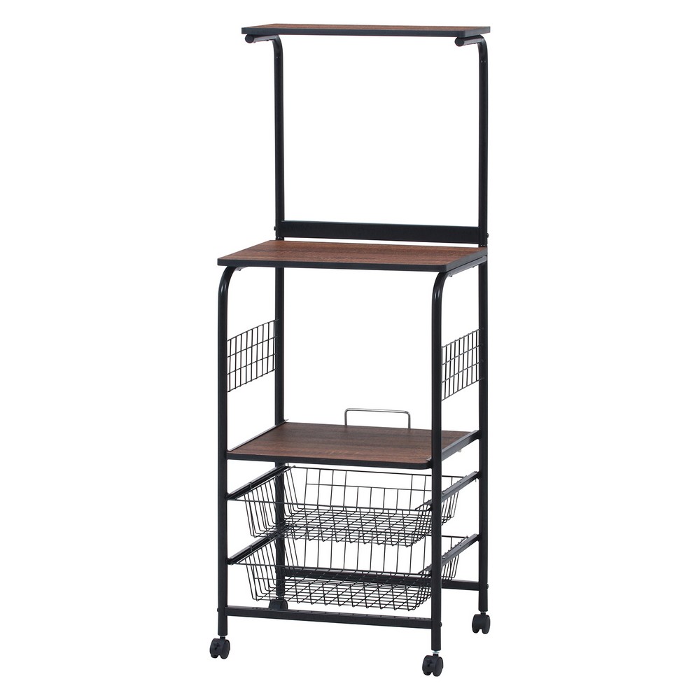 収納家具 レンジワゴン ＦＢＣ&minus;０３&minus;１ ＢＫ／ＢＲ [HJB14637]| インテリア家具 キッチン収納・キッチンワゴン ダイニング・キッチン ワゴン 利便性 耐久性 インテリアデザイン 機能性 収納ユニット キャスター付き｜緑花堂ストア