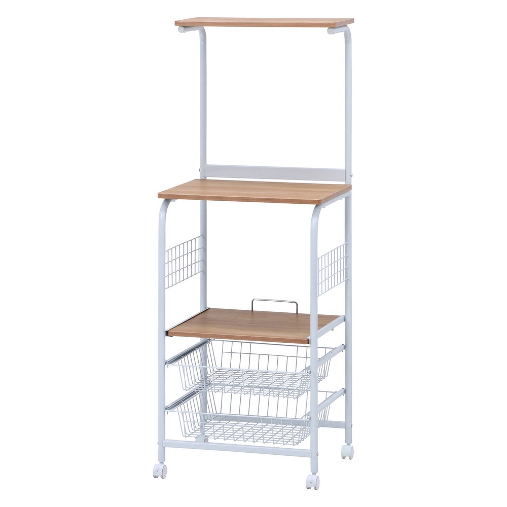 収納家具 レンジワゴン ＦＢＣ&minus;０３&minus;１ ＷＨ／ＮＡ[HJB14691]|インテリア家具 キッチン収納・キッチンワゴン ダイニング・キッチン テレビ台・収納 ワゴン 利便性 耐久性 インテリアデザイン 機能性 収納ユニット キャスター付き｜緑花堂ストア