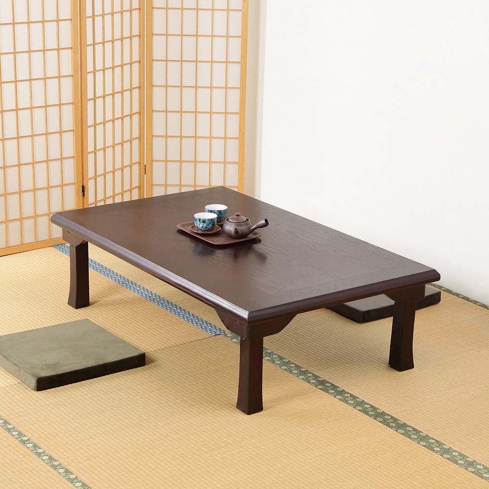 日本製新品 折脚和風座卓 W1500×D750×H340mm 天然木化粧繊維板 オーク