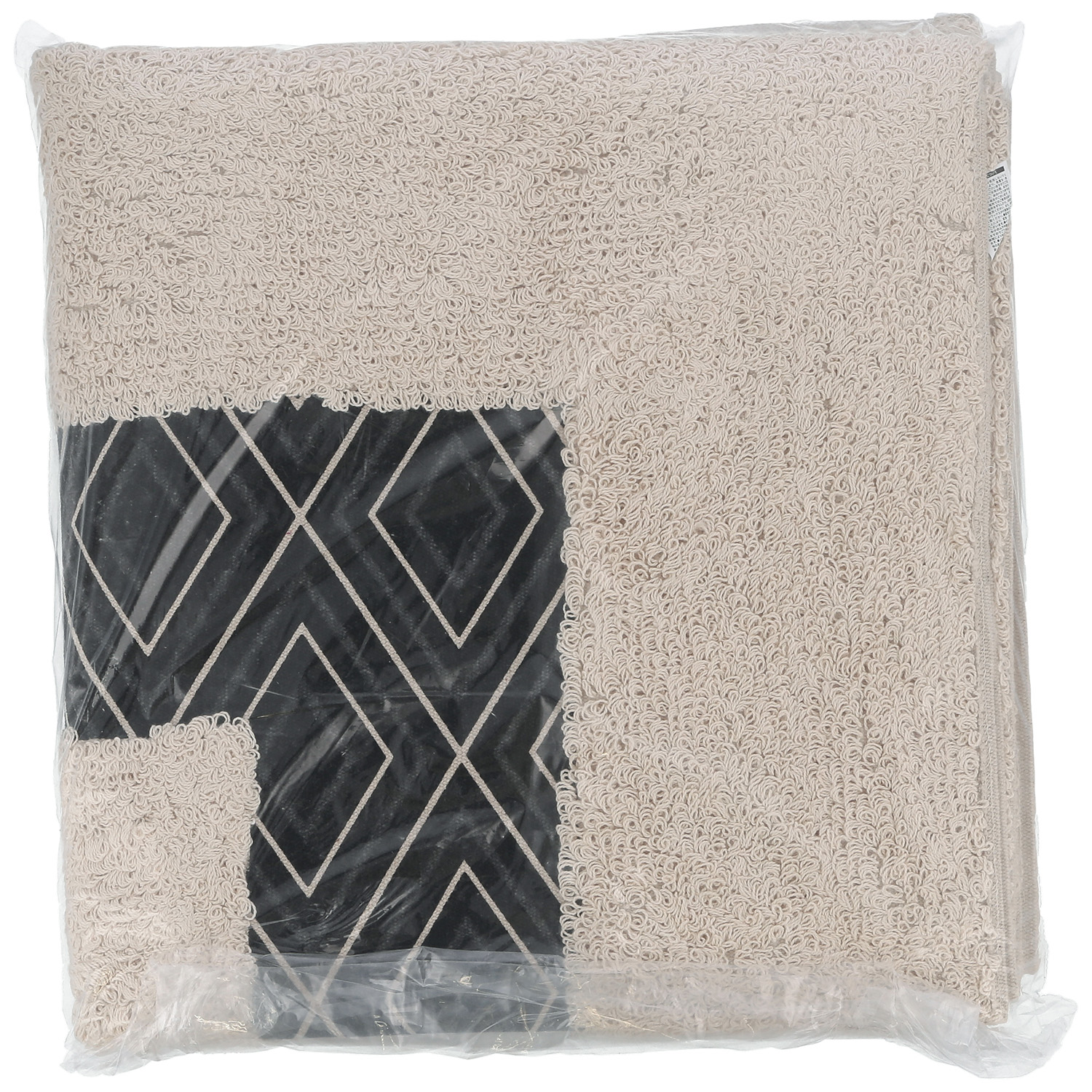 【3個セット】 コットンラグ ＥＴＨＮＩＣ １８５&times;１８５ｃｍ ＷＨ＊ＢＫ[HJB7648]|インテリア雑貨 ラグ・マット リビング 生活雑貨【軽量 通気性 吸湿性 シンプル おしゃれ かわいい ギフト 新築祝い 引っ越し祝い ベッドサイド 】｜緑花堂ストア